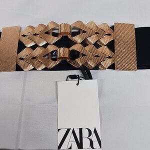 Zara Women's Black Belt with Gold Accents